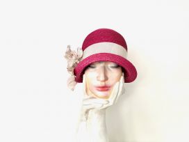pinkfarbene Mottled Cloche 20 er Jahre Style m. Seidenbluete.jpeg